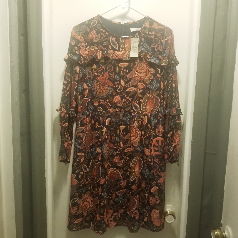 Loft Floral Ruffle Dress